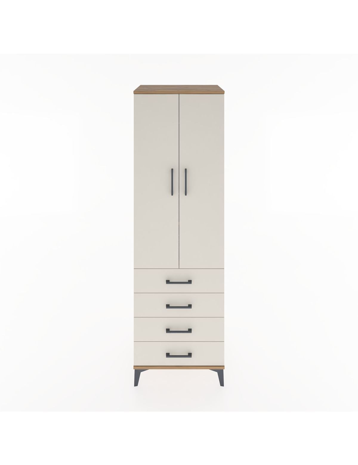 Hyperion Dolap 2 Raflı 4 Çekmeceli Tek Askılı 60x44x195 Çam-Aytaşı