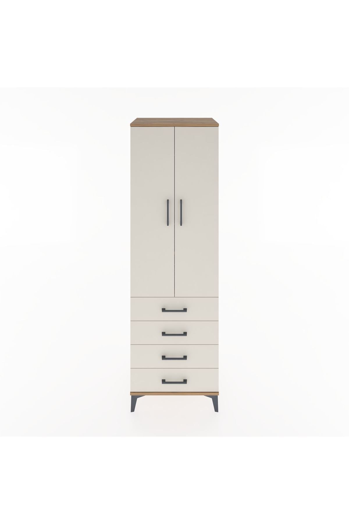 Hyperion Dolap 2 Raflı 4 Çekmeceli Tek Askılı 60x44x195 Çam-Aytaşı