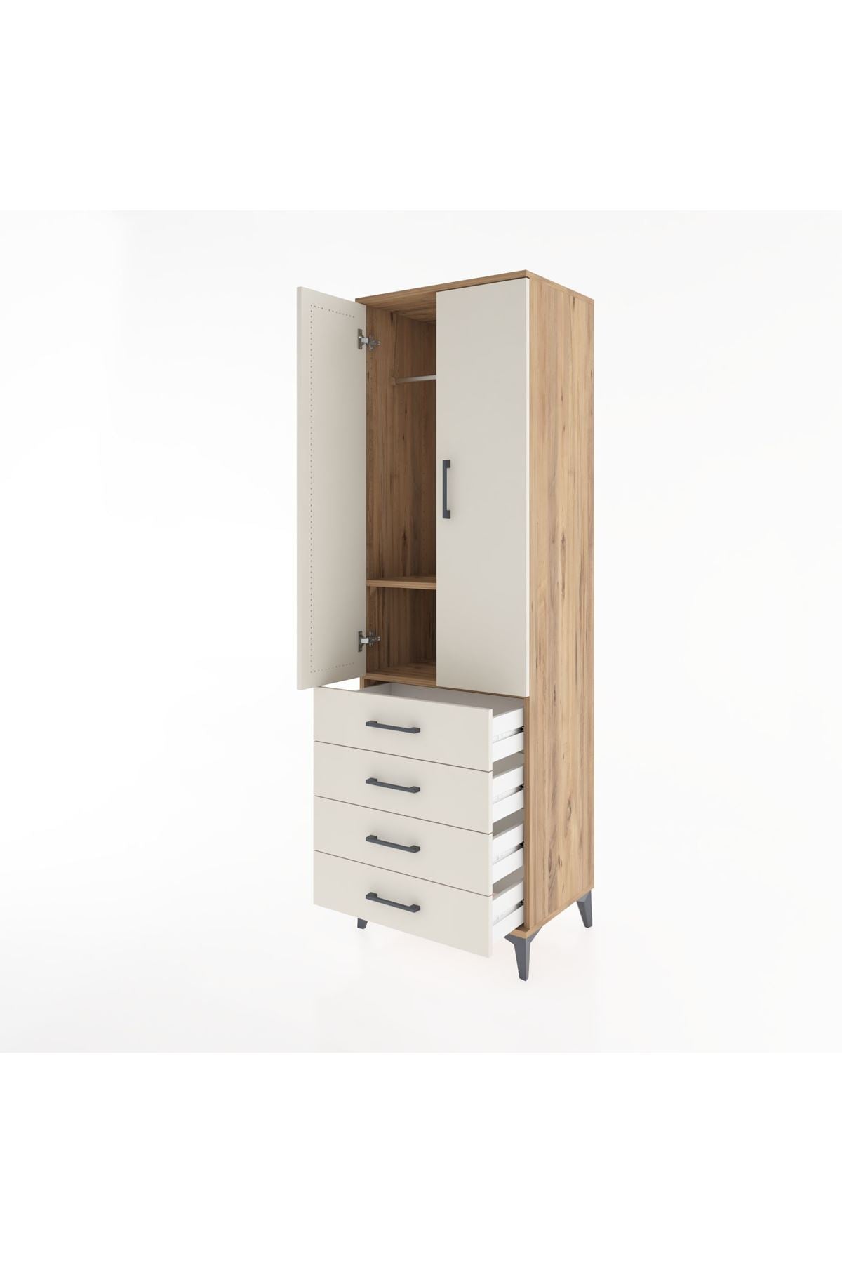 Hyperion Dolap 2 Raflı 4 Çekmeceli Tek Askılı 60x44x195 - S59M066V7B