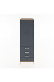 Hyperion Dolap 2 Raflı 4 Çekmeceli Tek Askılı 60x44x195 Çam-Antrasit