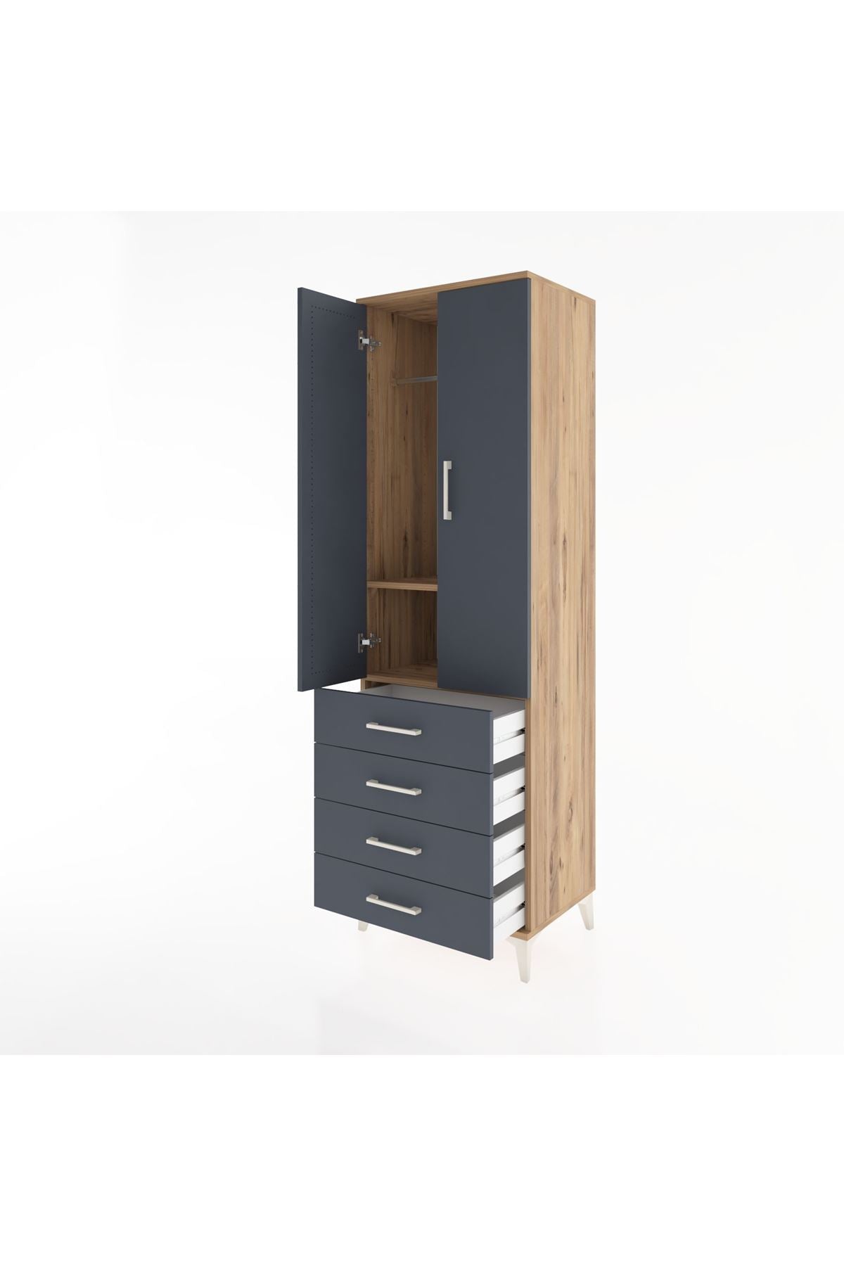Hyperion Dolap 2 Raflı 4 Çekmeceli Tek Askılı 60x44x195 - S59M066V8B