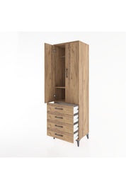 Hyperion Dolap 2 Raflı 4 Çekmeceli Tek Askılı 60x44x195 Çam-Çam