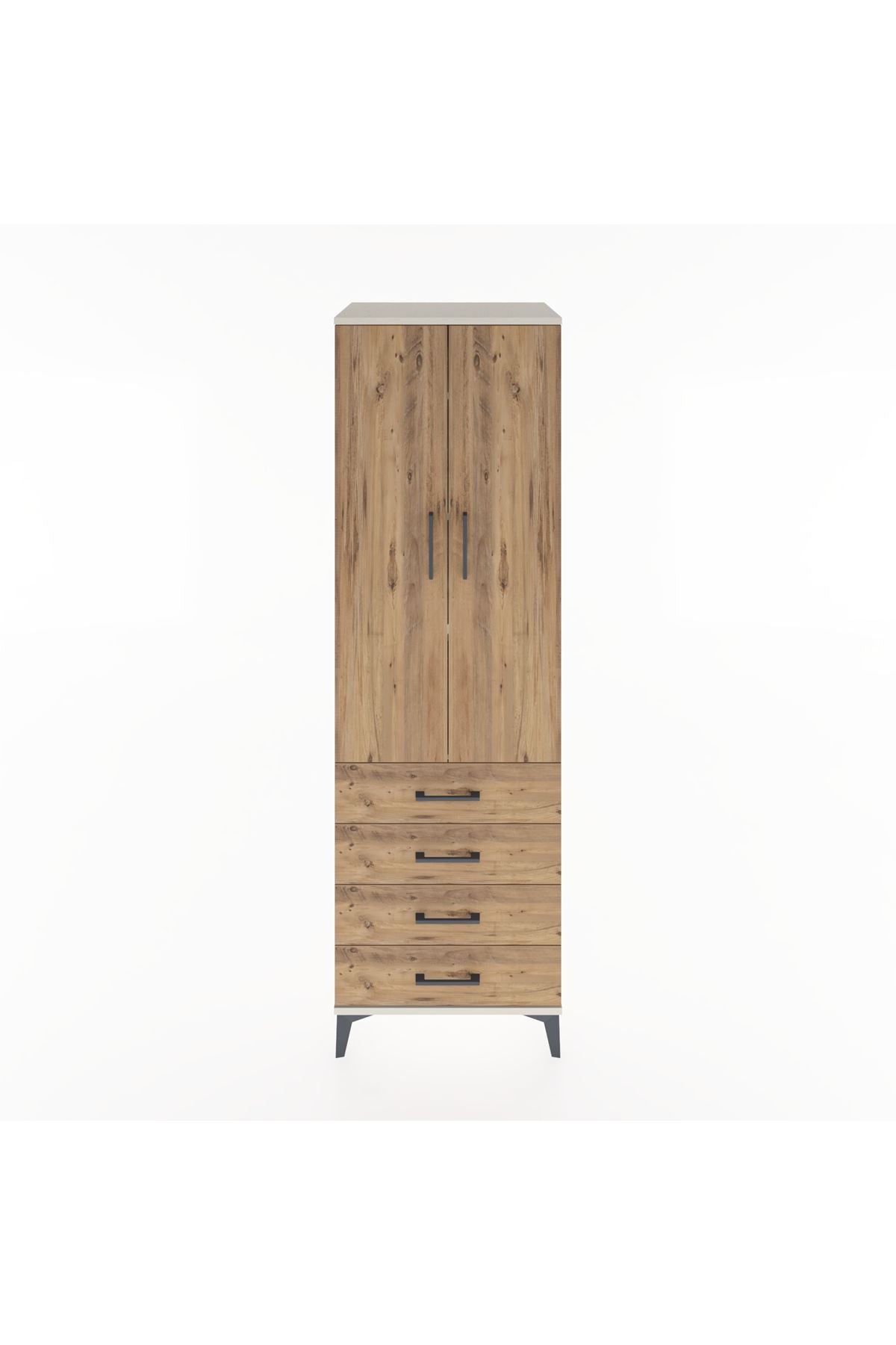 Hyperion Dolap 4 Raflı 4 Çekmeceli 2 Kapaklı 60x44x195 Aytaşı-Çam