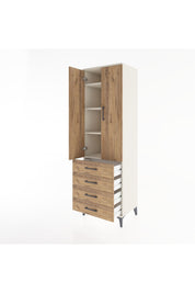 Hyperion Dolap 4 Raflı 4 Çekmeceli 2 Kapaklı 60x44x195 Aytaşı-Çam