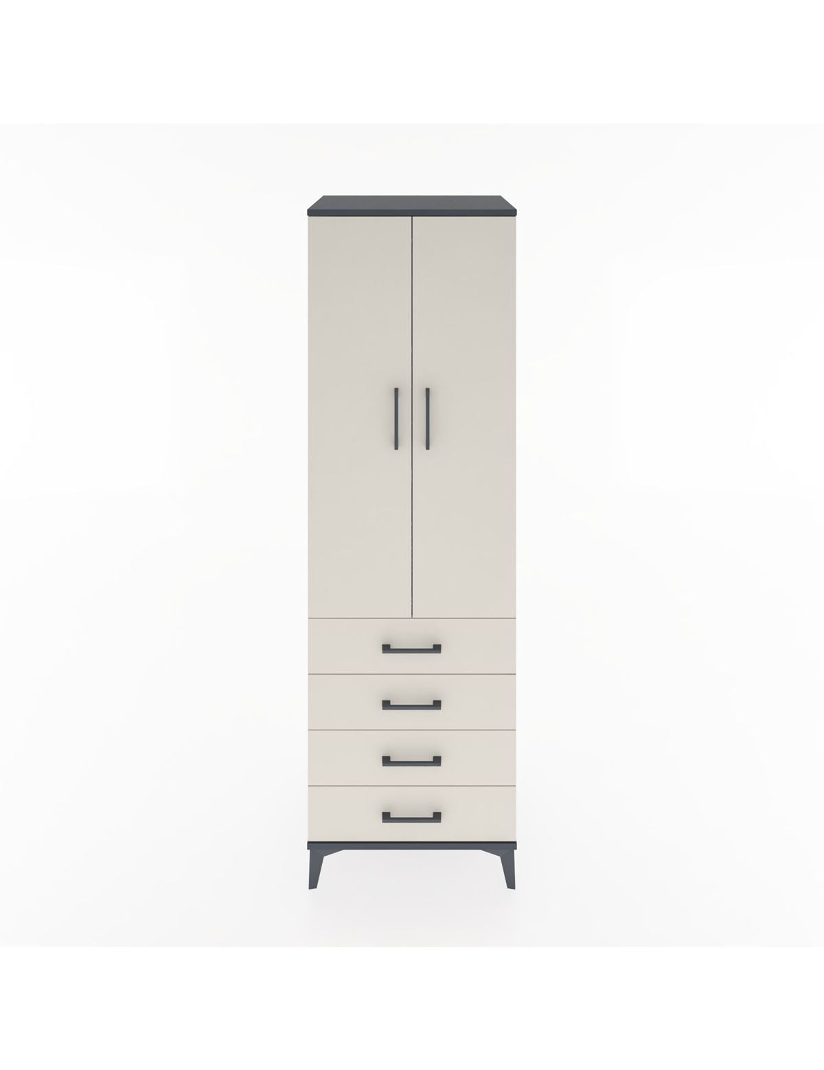 Hyperion Dolap 4 Raflı 4 Çekmeceli 2 Kapaklı 60x44x195 Antrasit-Aytaşı