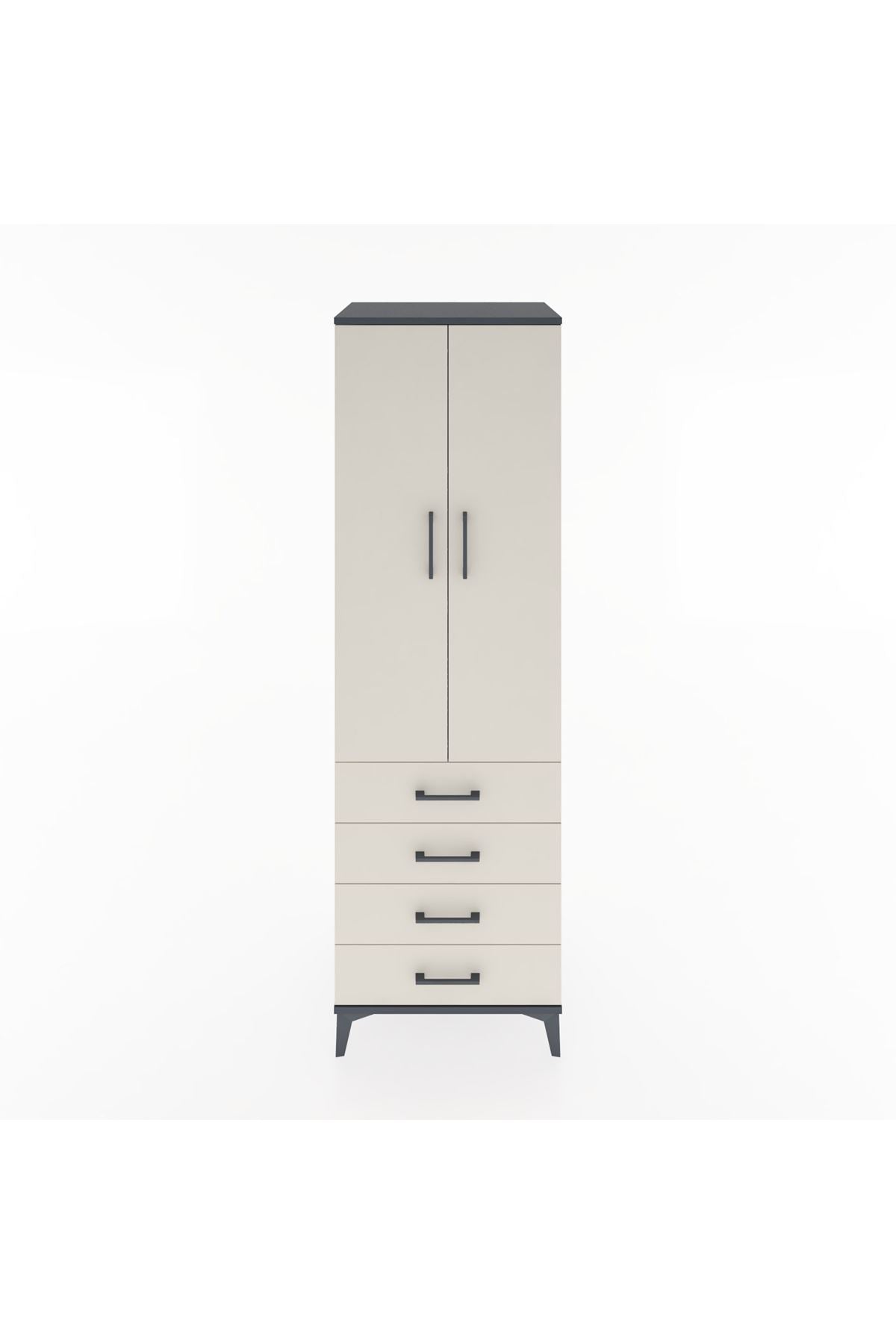 Hyperion Dolap 4 Raflı 4 Çekmeceli 2 Kapaklı 60x44x195 Antrasit-Aytaşı