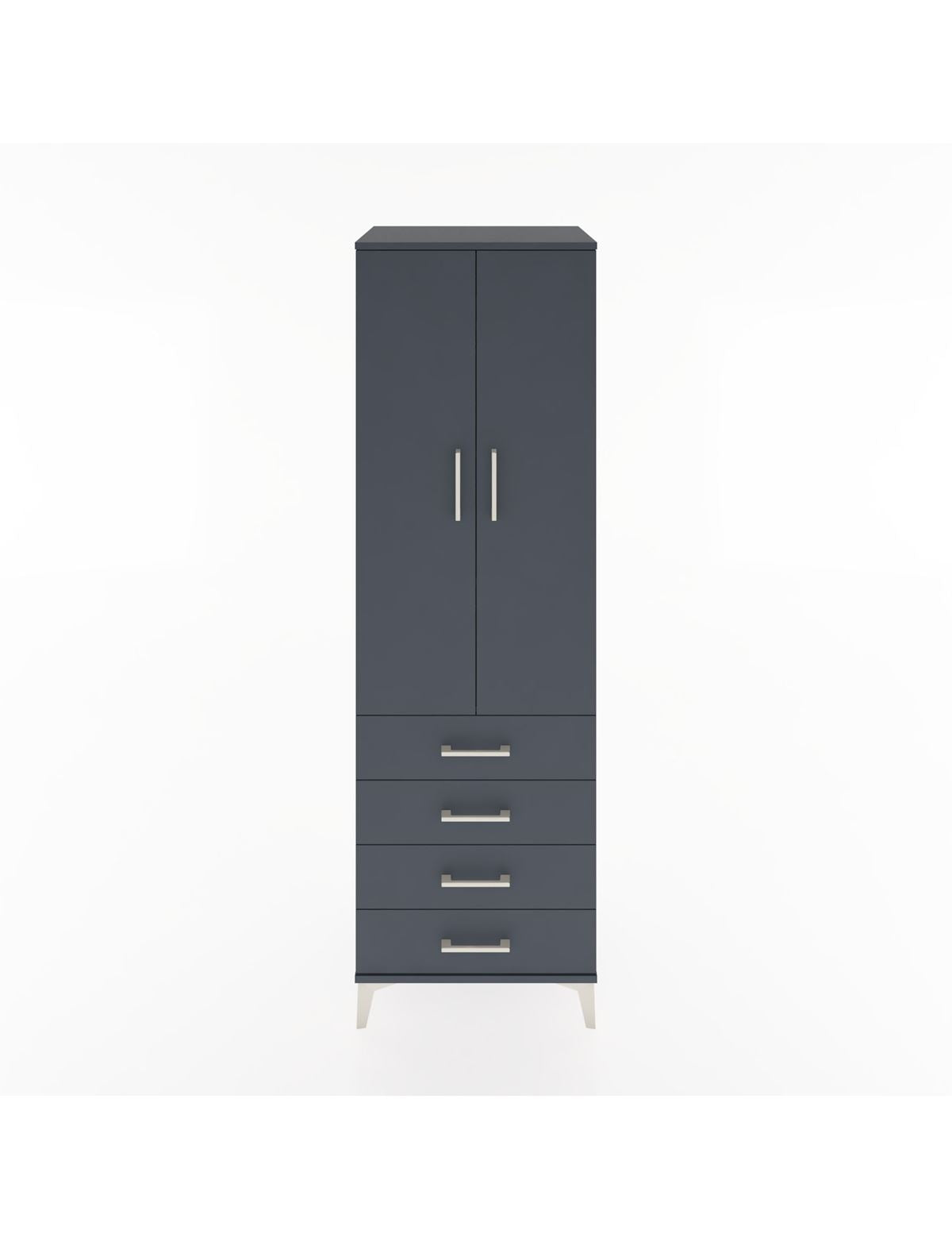 Hyperion Dolap 4 Raflı 4 Çekmeceli 2 Kapaklı 60x44x195 Antrasit-Antrasit