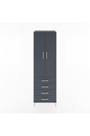 Hyperion Dolap 4 Raflı 4 Çekmeceli 2 Kapaklı 60x44x195 Antrasit-Antrasit