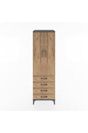 Hyperion Dolap 4 Raflı 4 Çekmeceli 2 Kapaklı 60x44x195 Antrasit-Çam