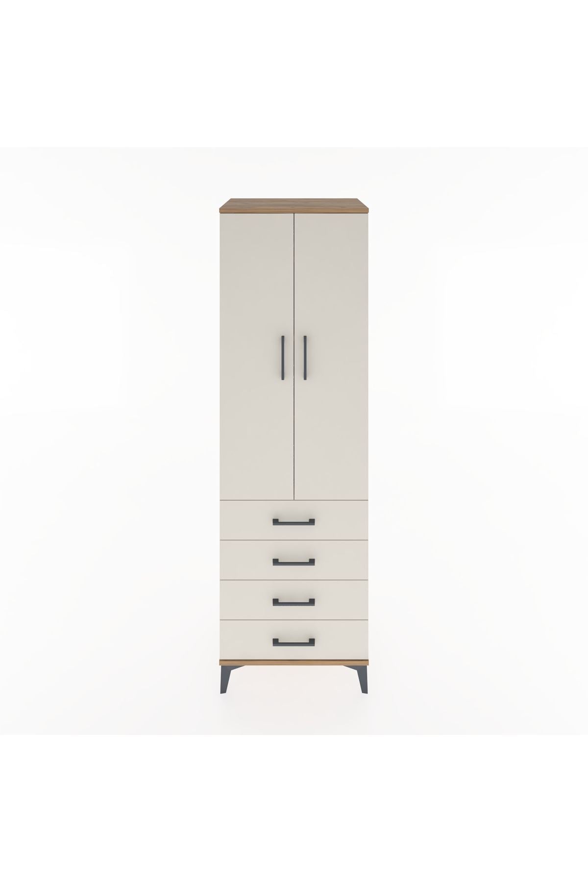 Hyperion Dolap 4 Raflı 4 Çekmeceli 2 Kapaklı 60x44x195 Çam-Aytaşı