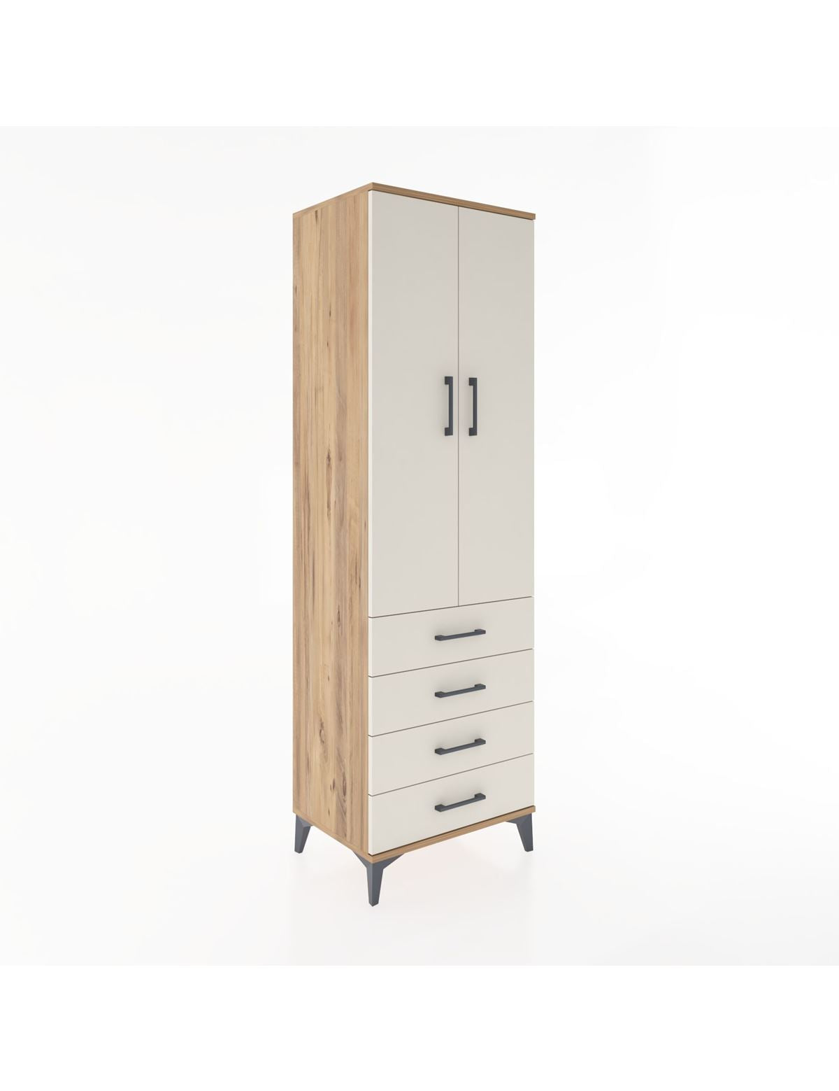 Hyperion Dolap 4 Raflı 4 Çekmeceli 2 Kapaklı 60x44x195 Çam-Aytaşı