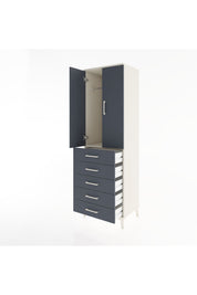 Hyperion Dolap Tek Raflı 5 Çekmeceli Tek Askılı 60x44x195 Aytaşı-Antrasit
