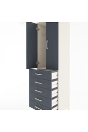 Hyperion Dolap Tek Raflı 5 Çekmeceli Tek Askılı 60x44x195 Aytaşı-Antrasit