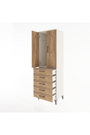 Hyperion Dolap Tek Raflı 5 Çekmeceli Tek Askılı 60x44x195 Aytaşı-Çam