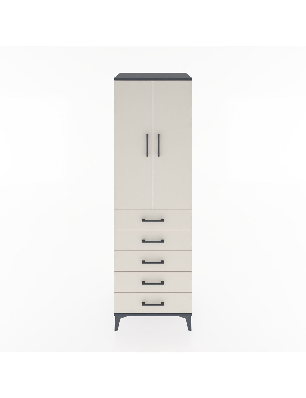 Hyperion Dolap Tek Raflı 5 Çekmeceli Tek Askılı 60x44x195 Antrasit-Aytaşı