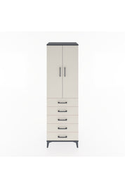 Hyperion Dolap Tek Raflı 5 Çekmeceli Tek Askılı 60x44x195 Antrasit-Aytaşı
