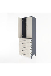 Hyperion Dolap Tek Raflı 5 Çekmeceli Tek Askılı 60x44x195 Antrasit-Aytaşı