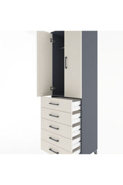 Hyperion Dolap Tek Raflı 5 Çekmeceli Tek Askılı 60x44x195 Antrasit-Aytaşı