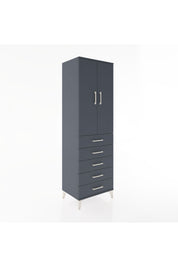 Hyperion Dolap Tek Raflı 5 Çekmeceli Tek Askılı 60x44x195 Antrasit-Antrasit