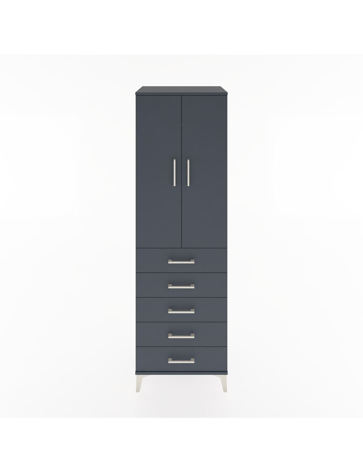 Hyperion Dolap Tek Raflı 5 Çekmeceli Tek Askılı 60x44x195 Antrasit-Antrasit