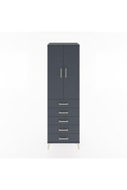 Hyperion Dolap Tek Raflı 5 Çekmeceli Tek Askılı 60x44x195 Antrasit-Antrasit