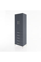 Hyperion Dolap Tek Raflı 5 Çekmeceli Tek Askılı 60x44x195 Antrasit-Antrasit