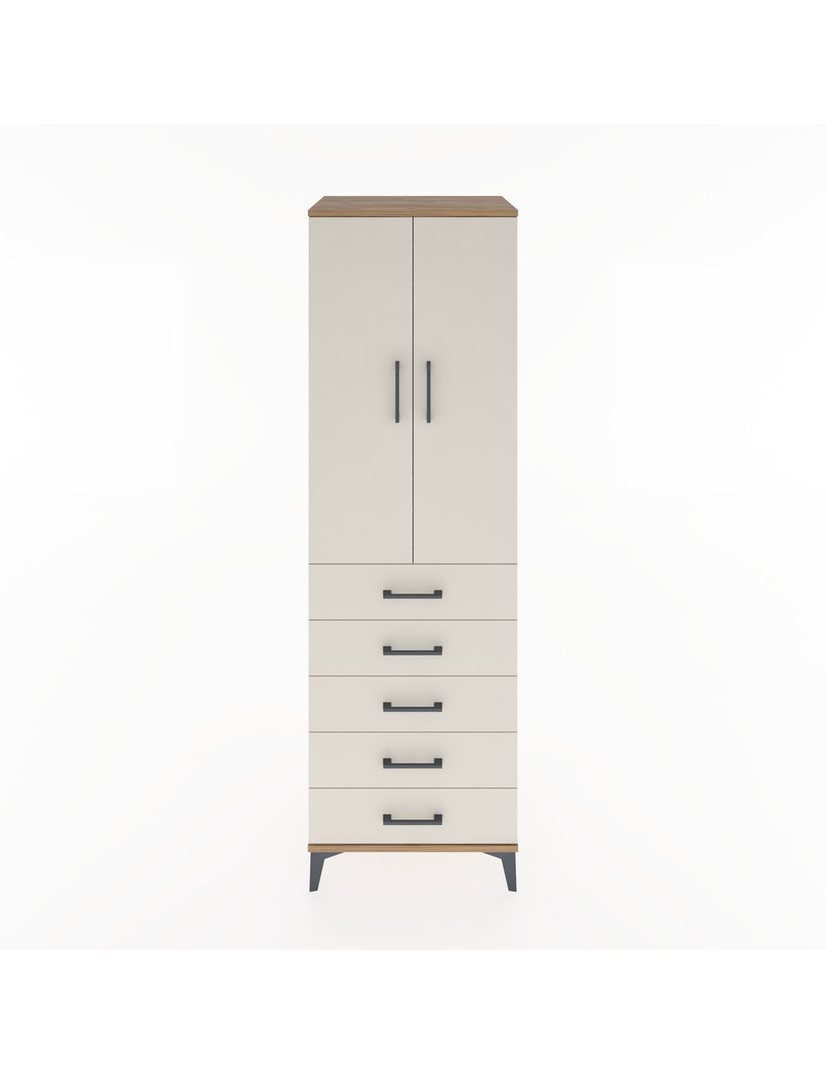 Hyperion Dolap Tek Raflı 5 Çekmeceli Tek Askılı 60x44x195 Çam-Aytaşı