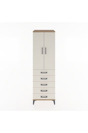 Hyperion Dolap Tek Raflı 5 Çekmeceli Tek Askılı 60x44x195 Çam-Aytaşı