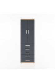 Hyperion Dolap Tek Raflı 5 Çekmeceli Tek Askılı 60x44x195 Çam-Antrasit