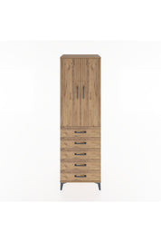 Hyperion Dolap Tek Raflı 5 Çekmeceli Tek Askılı 60x44x195 Çam-Çam