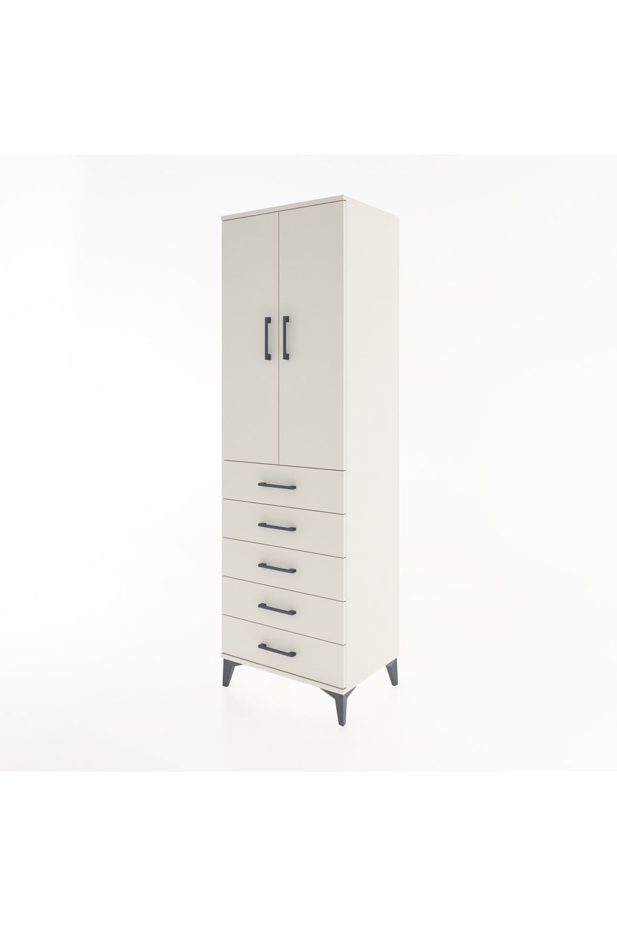 Hyperion Dolap 3 Raflı 5 Çekmeceli 2 Kapaklı 60x44x195 Aytaşı-Aytaşı