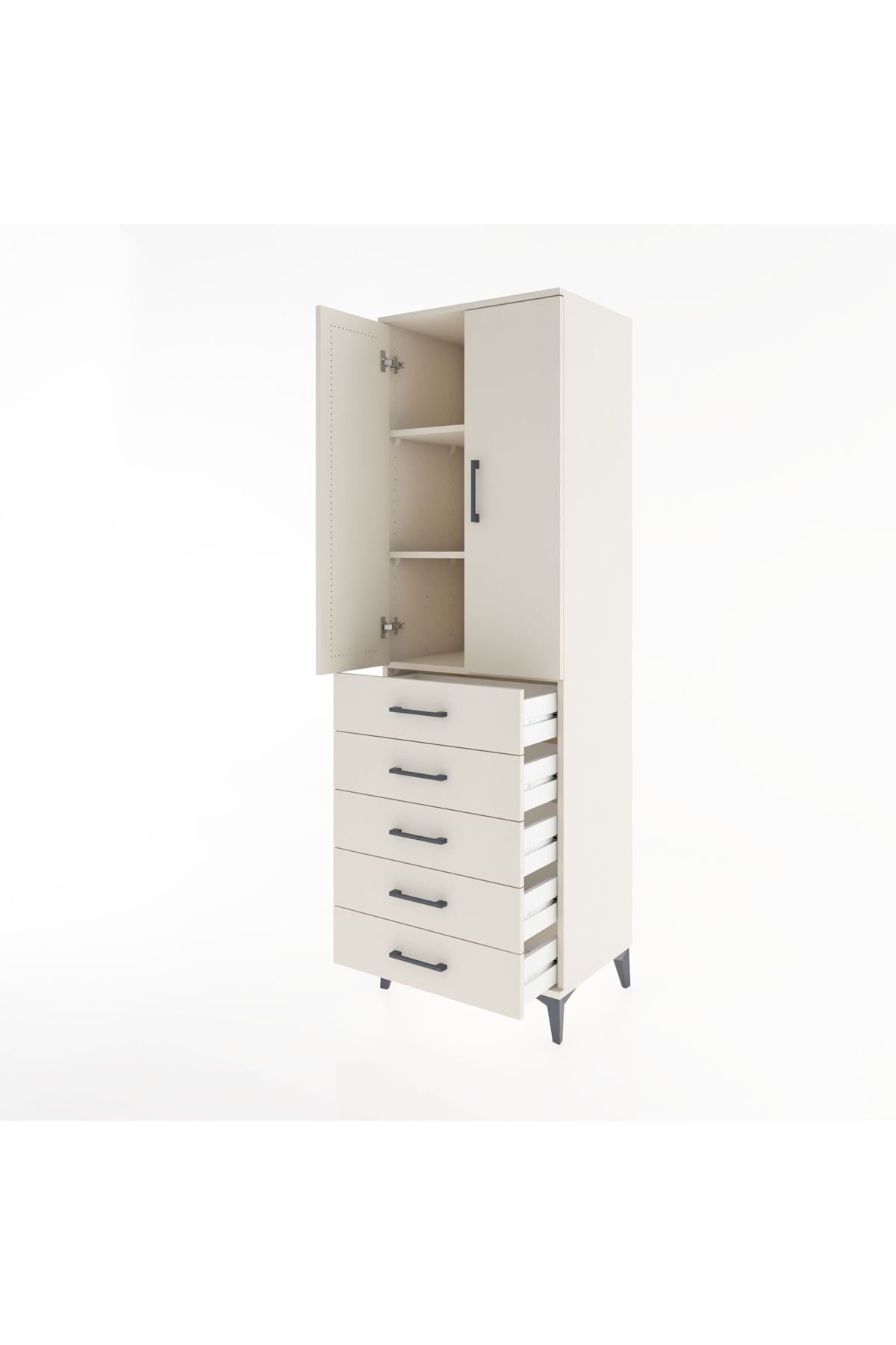 Hyperion Dolap 3 Raflı 5 Çekmeceli 2 Kapaklı 60x44x195 Aytaşı-Aytaşı