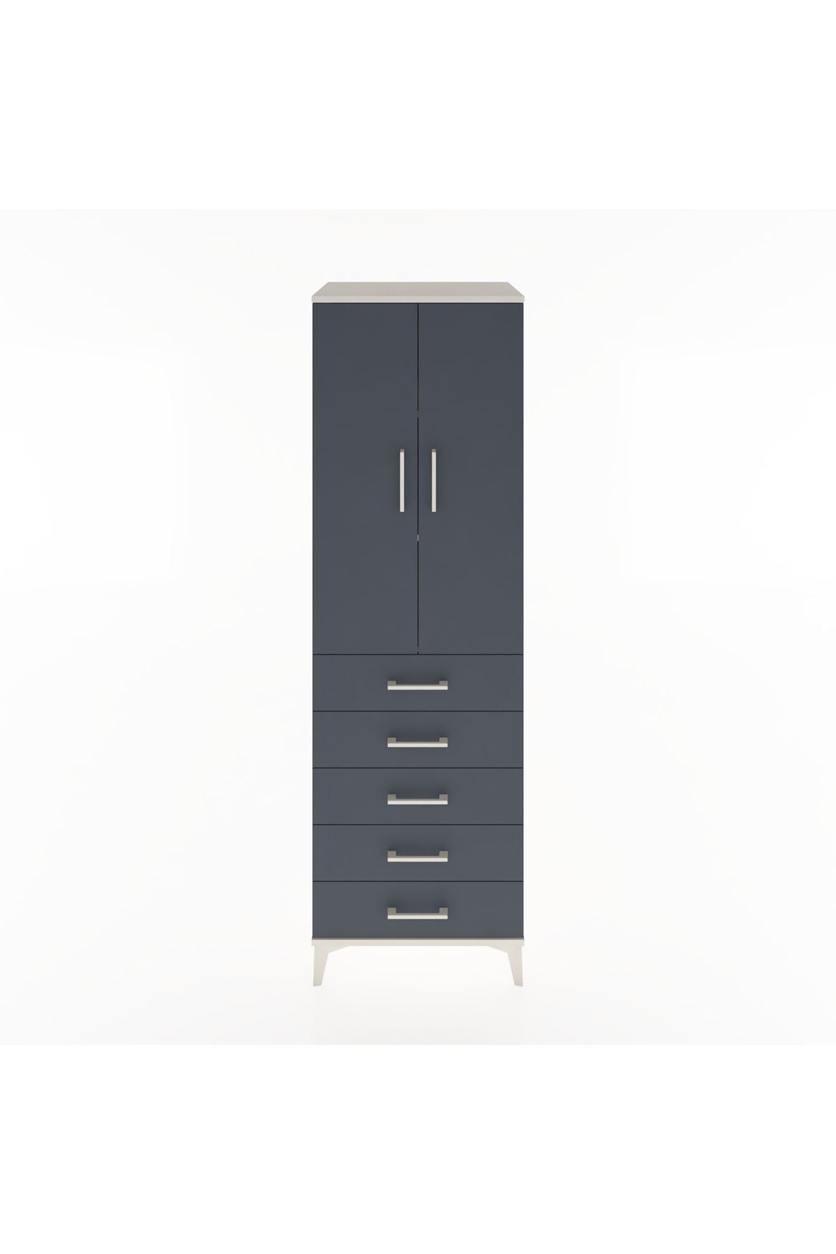 Hyperion Dolap 3 Raflı 5 Çekmeceli 2 Kapaklı 60x44x195 Aytaşı-Antrasit