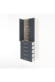 Hyperion Dolap 3 Raflı 5 Çekmeceli 2 Kapaklı 60x44x195 Aytaşı-Antrasit
