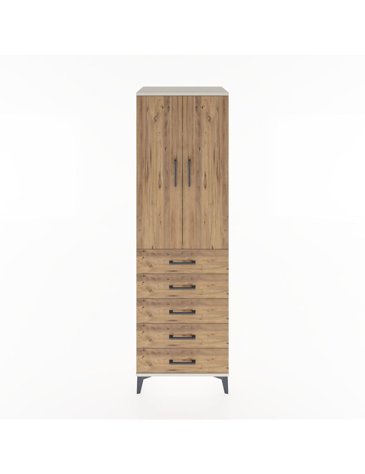 Hyperion Dolap 3 Raflı 5 Çekmeceli 2 Kapaklı 60x44x195 Aytaşı-Çam