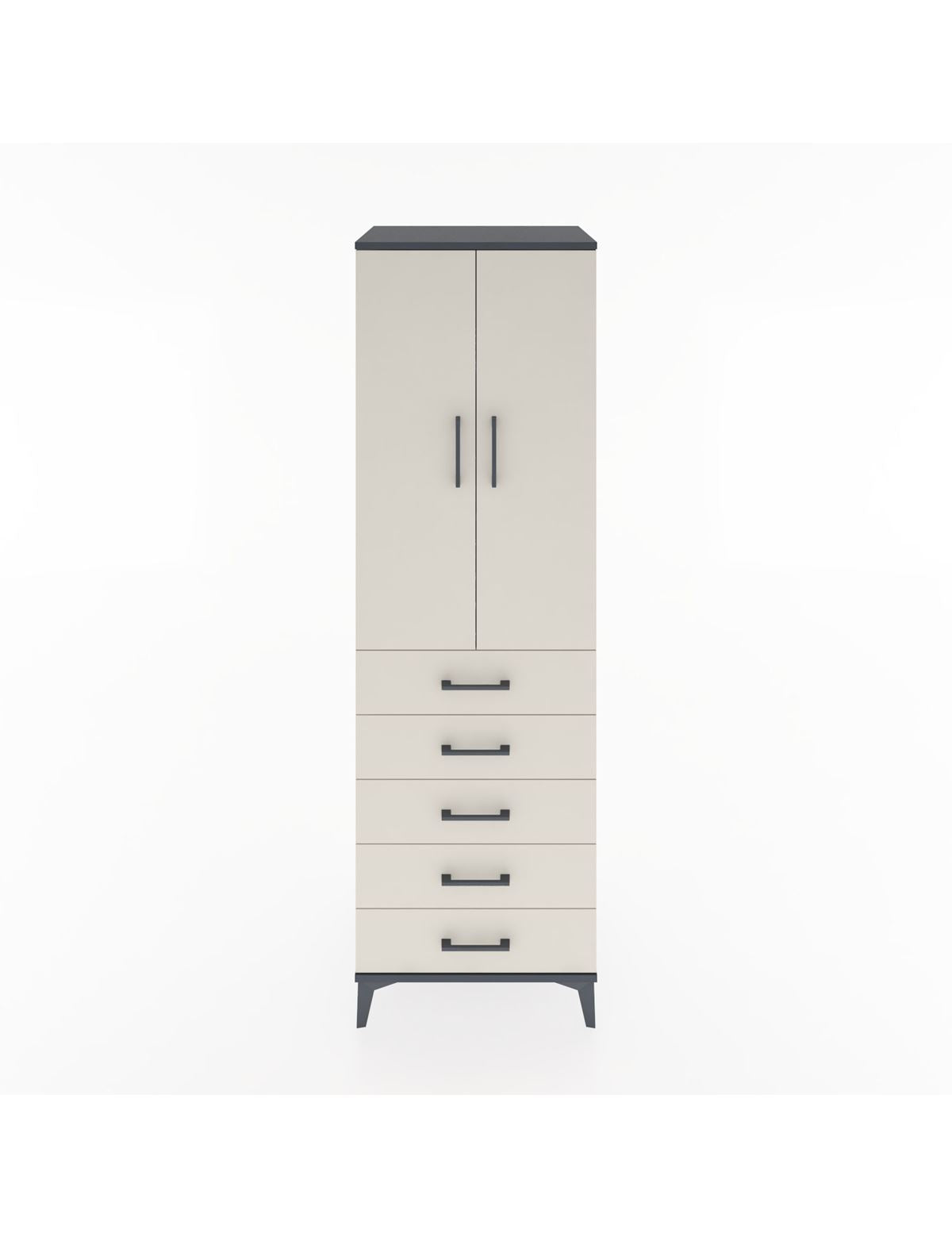 Hyperion Dolap 3 Raflı 5 Çekmeceli 2 Kapaklı 60x44x195 Antrasit-Aytaşı