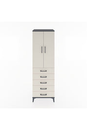 Hyperion Dolap 3 Raflı 5 Çekmeceli 2 Kapaklı 60x44x195 Antrasit-Aytaşı