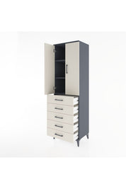 Hyperion Dolap 3 Raflı 5 Çekmeceli 2 Kapaklı 60x44x195 Antrasit-Aytaşı
