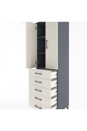 Hyperion Dolap 3 Raflı 5 Çekmeceli 2 Kapaklı 60x44x195 Antrasit-Aytaşı