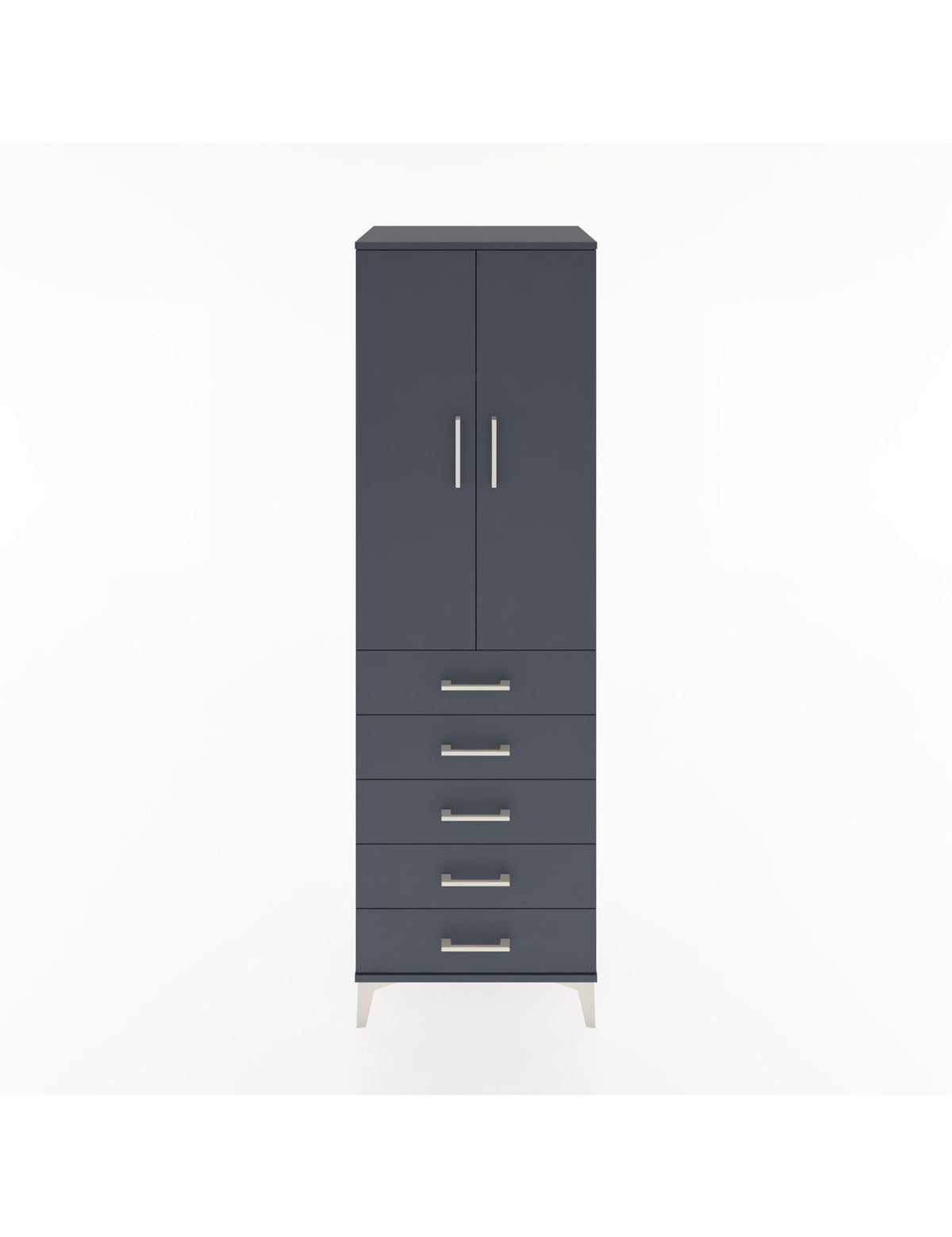 Hyperion Dolap 3 Raflı 5 Çekmeceli 2 Kapaklı 60x44x195 Antrasit-Antrasit