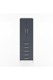Hyperion Dolap 3 Raflı 5 Çekmeceli 2 Kapaklı 60x44x195 Antrasit-Antrasit