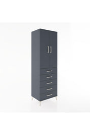 Hyperion Dolap 3 Raflı 5 Çekmeceli 2 Kapaklı 60x44x195 Antrasit-Antrasit