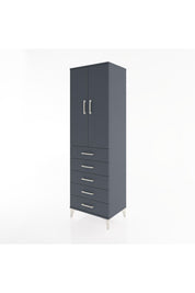 Hyperion Dolap 3 Raflı 5 Çekmeceli 2 Kapaklı 60x44x195 Antrasit-Antrasit