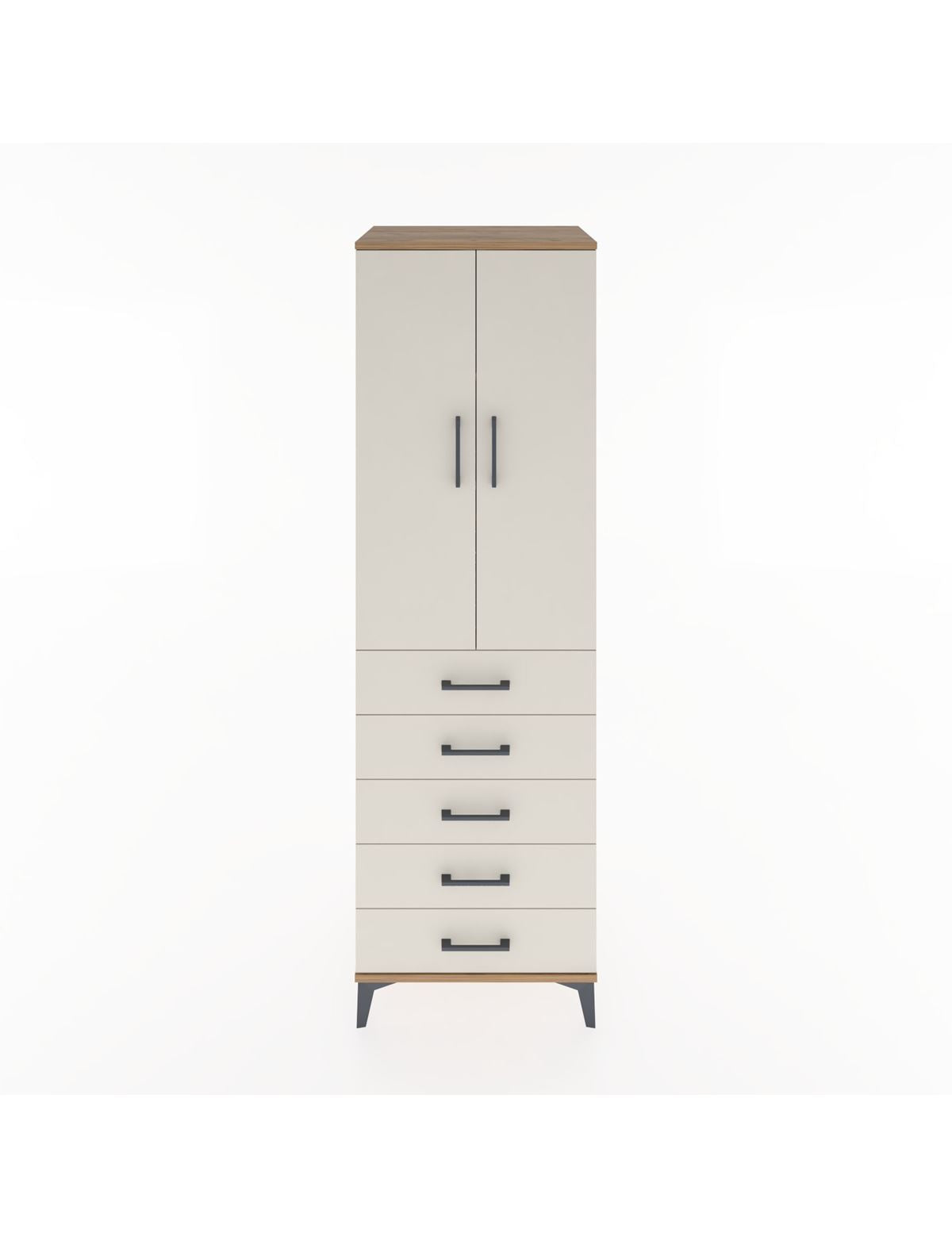 Hyperion Dolap 3 Raflı 5 Çekmeceli 2 Kapaklı 60x44x195 Çam-Aytaşı