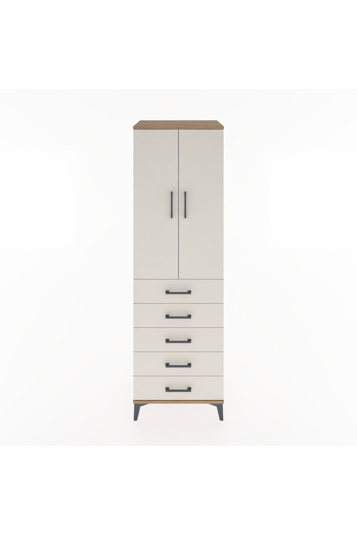 Hyperion Dolap 3 Raflı 5 Çekmeceli 2 Kapaklı 60x44x195 Çam-Aytaşı