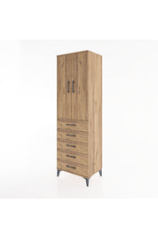 Hyperion Dolap 3 Raflı 5 Çekmeceli 2 Kapaklı 60x44x195 Çam-Çam