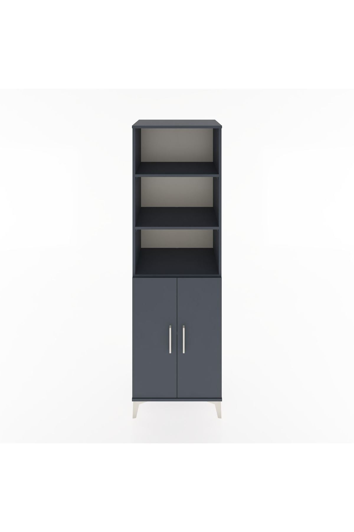 Hyperion Dolap 4 Raflı 2 Kapaklı 60x44x195 Antrasit-Antrasit