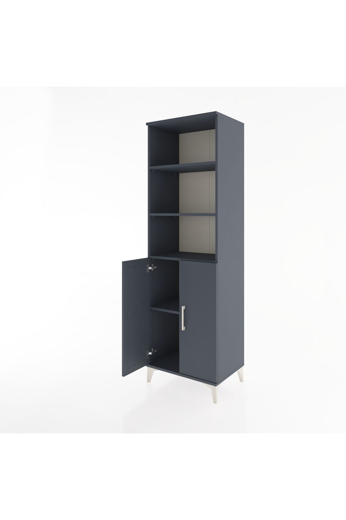 Hyperion Dolap 4 Raflı 2 Kapaklı 60x44x195 Antrasit-Antrasit