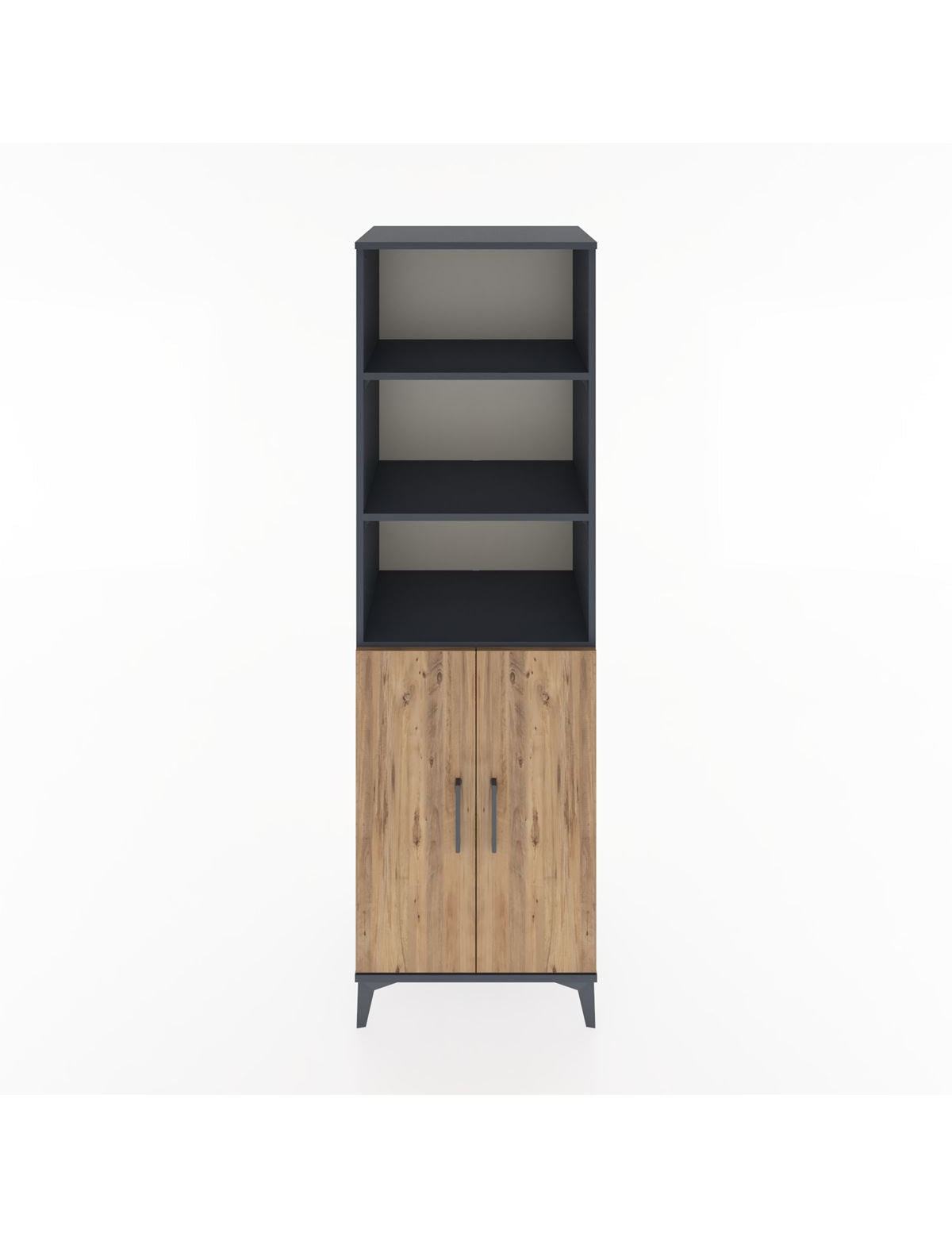 Hyperion Dolap 4 Raflı 2 Kapaklı 60x44x195 Antrasit-Çam