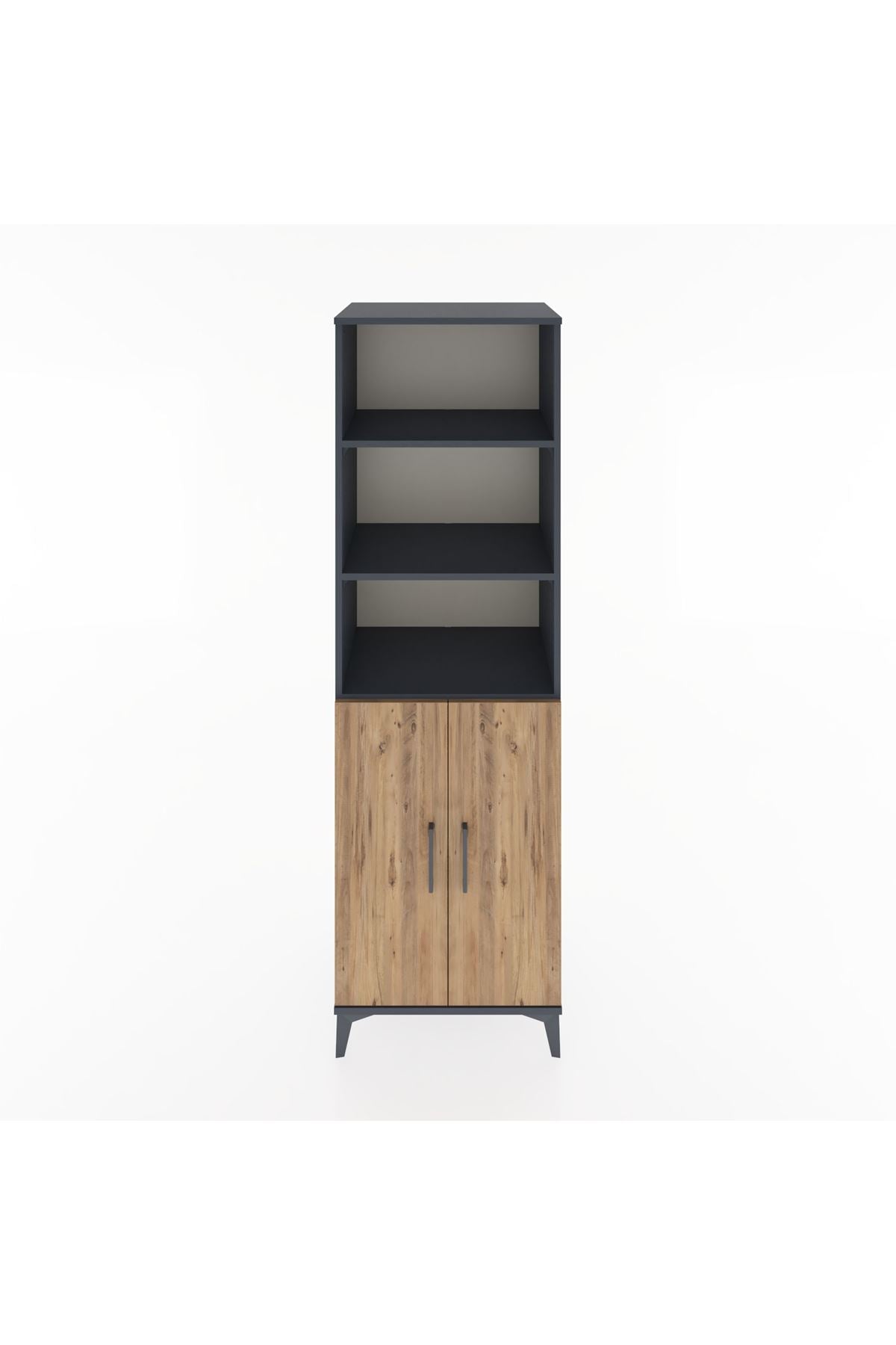 Hyperion Dolap 4 Raflı 2 Kapaklı 60x44x195 Antrasit-Çam